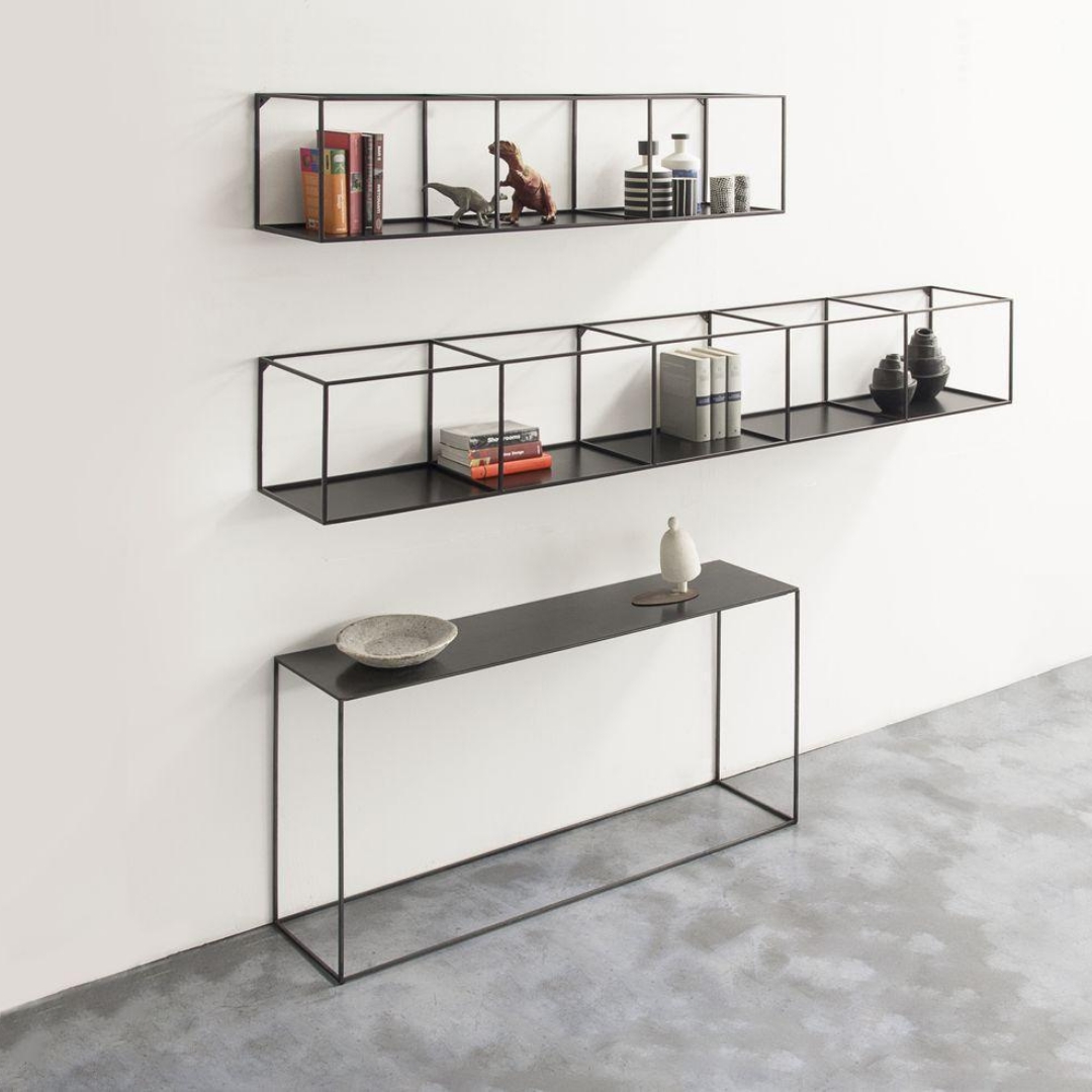 Metal Elegance Dresser and Wall Shelf Set 