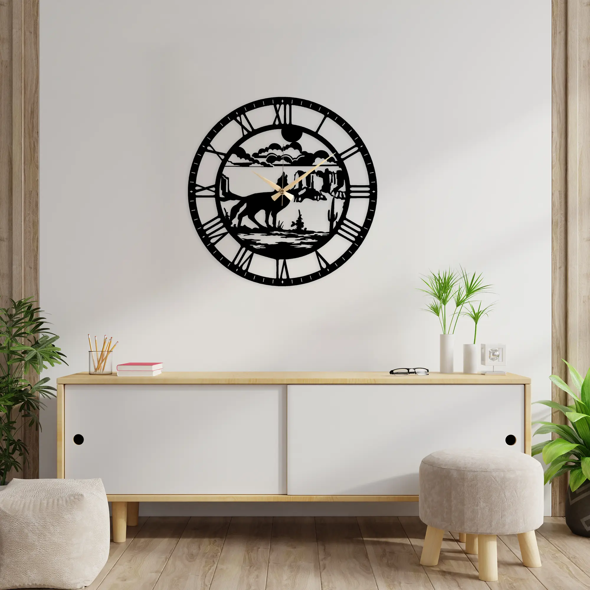 Wolven Metal Clock