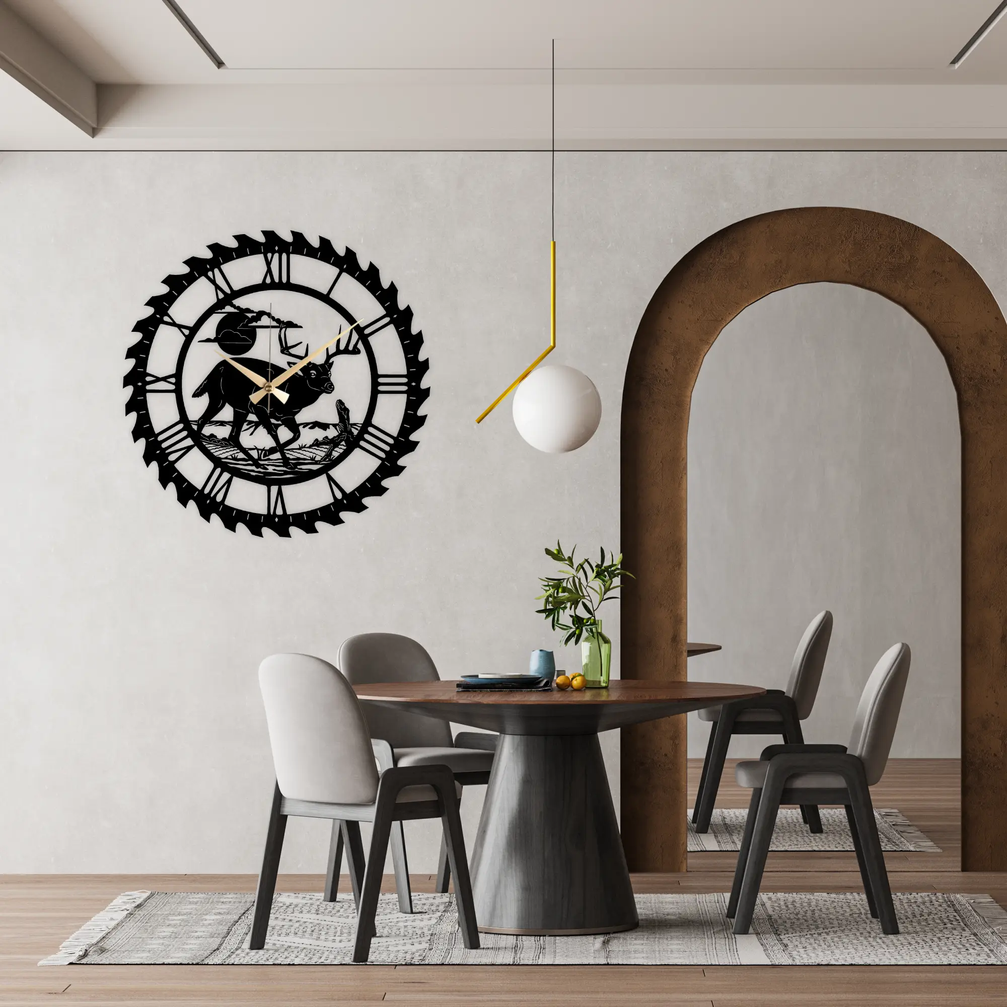 Cerf Metal Clock