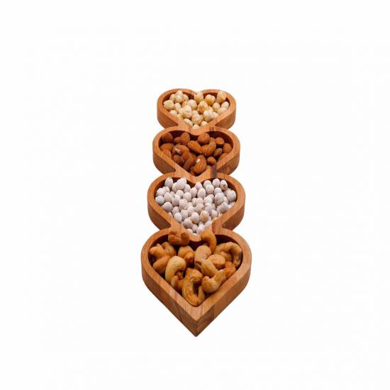 Heart shaped snack plate- cookie plate- 4 cookies- wooden serving plate- snack-Serving Platter -Serving plate -Wooden plate