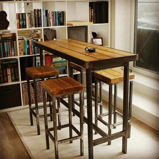 Limon Bar Type Table and Chair Set |  Home Decoration | Metal Painting | Wall Painting | Monge Design | Free Shipping | Pay at the door