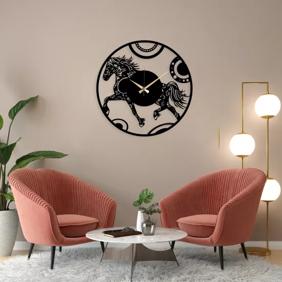 Hest Metal Clock, Home Decoration, Wall Clock, Metal wall art