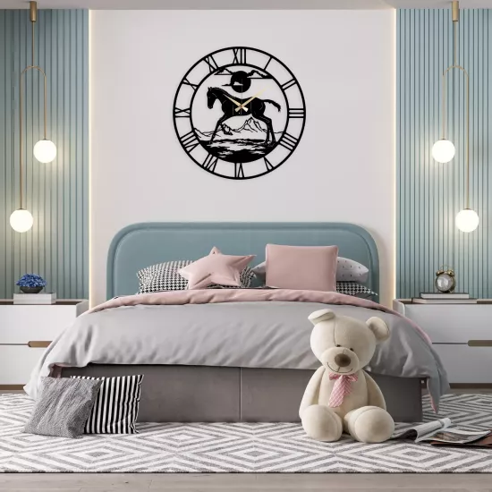 Kuda Metal Clock, Home Decoration, Wall Clock, Metal wall art