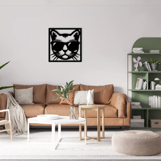 Cat With Glasses Metal Wall Art | Home Decoration | Wall Painting | Monge Design | Free Shipping | Pay at the door