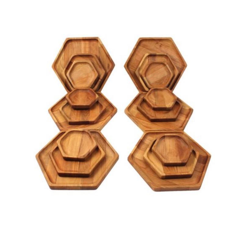 Wooden 18 Piece Serving Plate Set