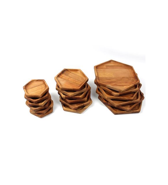 Wooden 18 Piece Serving Plate Set