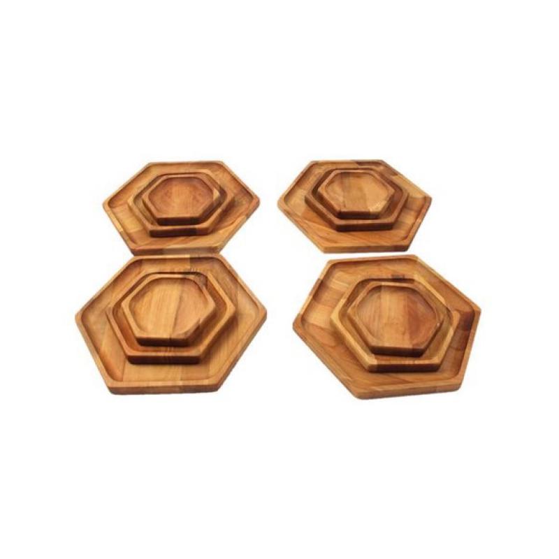 Wooden 4 Person 12 Piece Serving Serving Plate