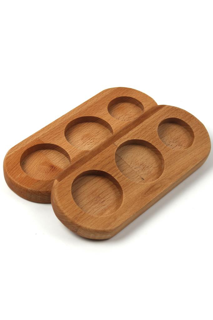 Wooden 6 Piece Sauce Plate / Manage Base