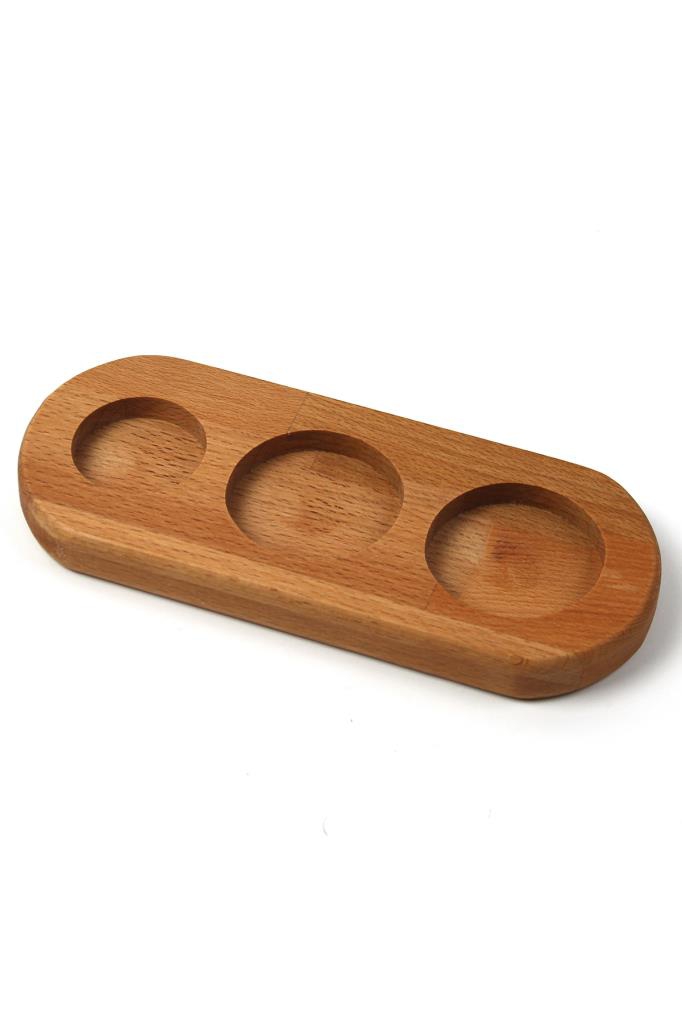 Wooden 6 Piece Sauce Plate / Manage Base