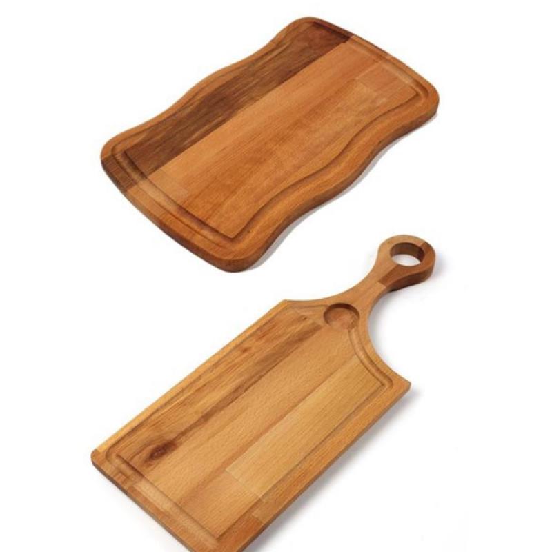 Wooden 2 Piece Steak Meat Serving Plate Set