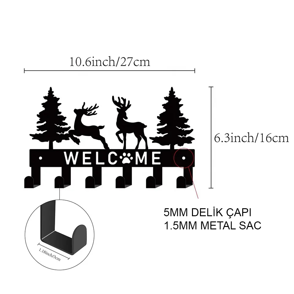 Geyik Pine Metal Hanger