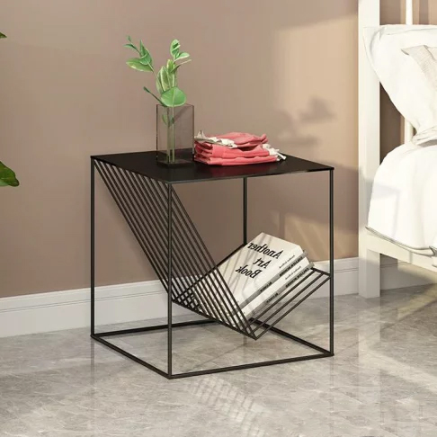 Vertex Series Prismatic Diagonal Magazine Rack Black Nightstand
