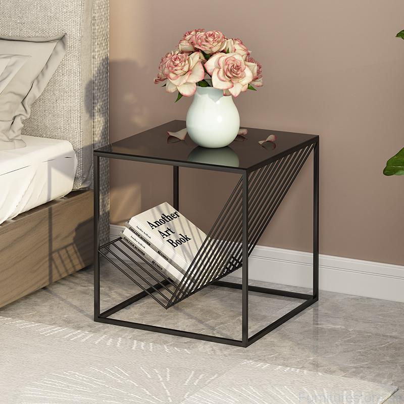 Vertex Series Prismatic Diagonal Magazine Rack Black Nightstand