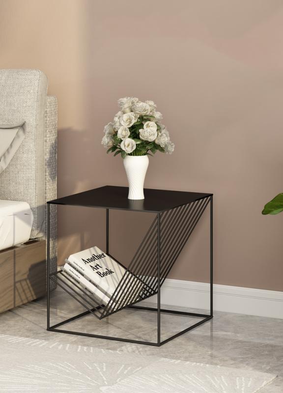 Vertex Series Prismatic Diagonal Magazine Rack Black Nightstand