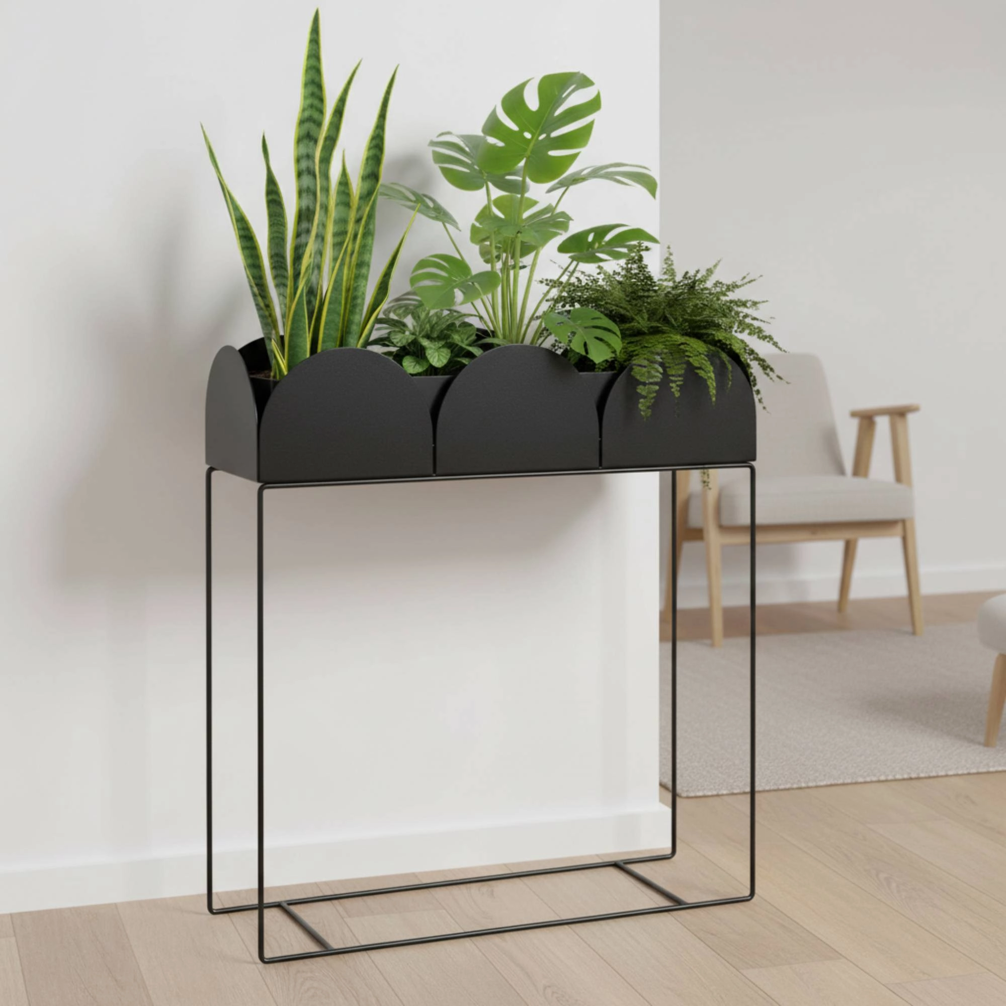 Lüks Metal Ayaklı Modern Dalgalı Saksılık | Yüksek Bitki Standı