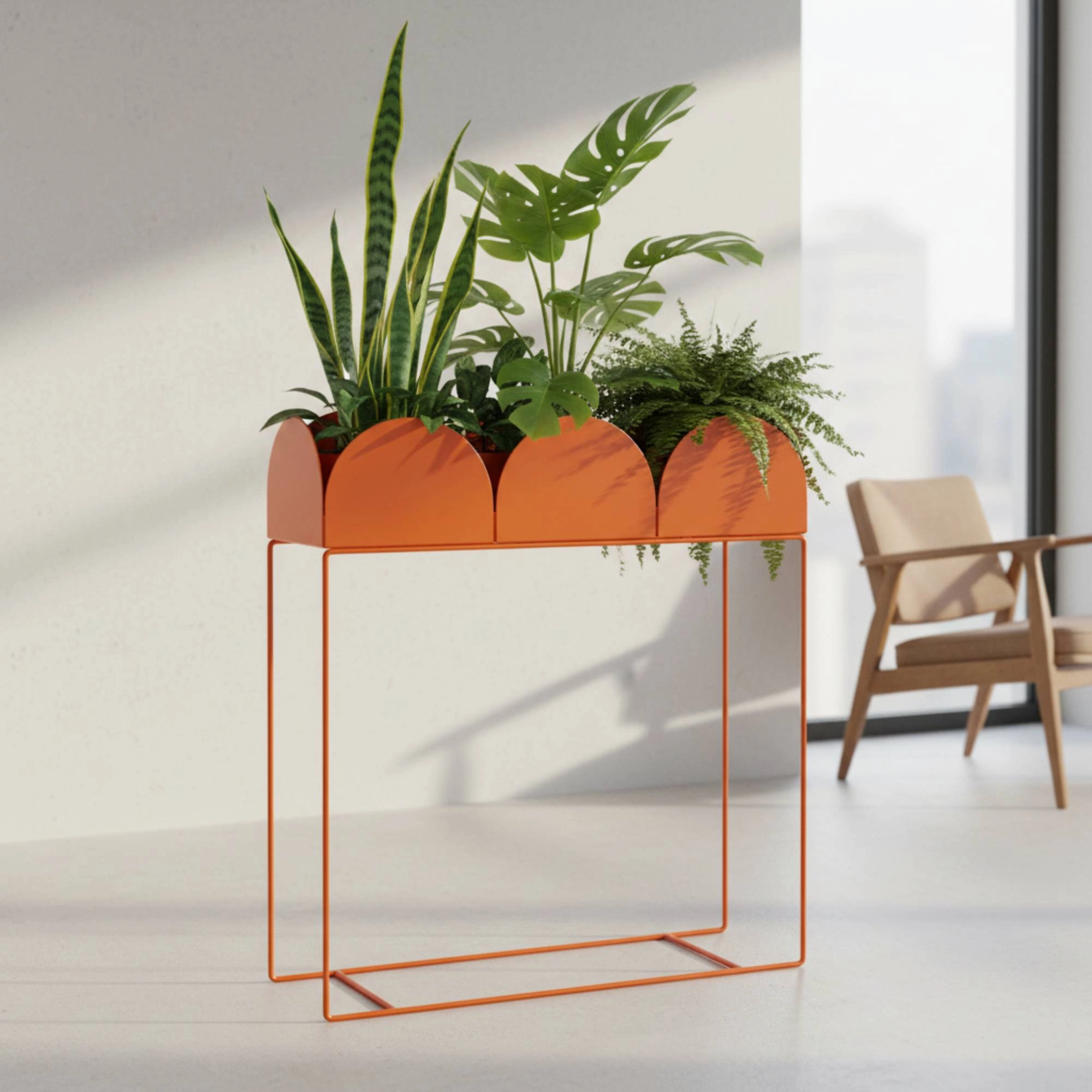 Lüks Metal Ayaklı Modern Dalgalı Saksılık | Yüksek Bitki Standı