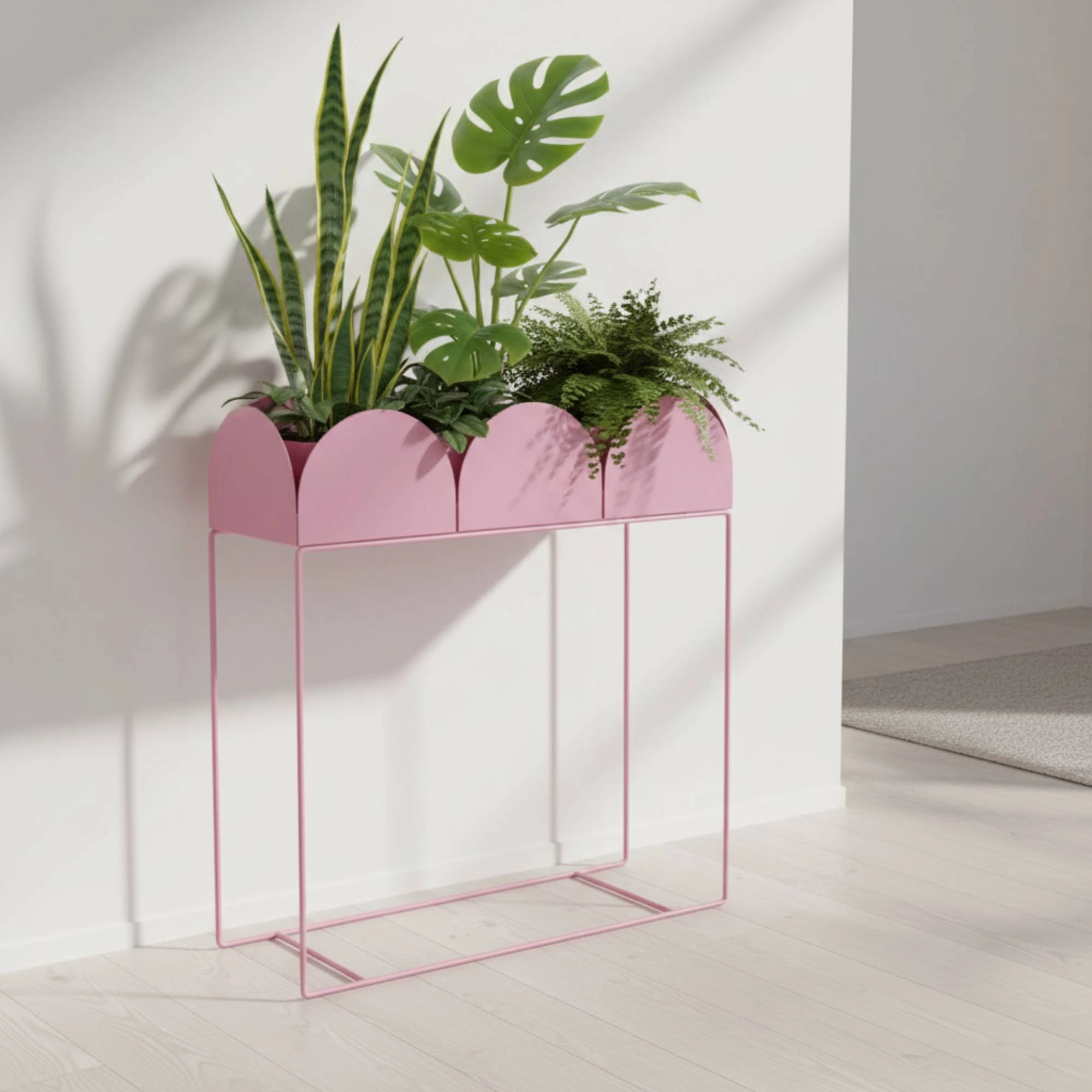 Lüks Metal Ayaklı Modern Dalgalı Saksılık | Yüksek Bitki Standı