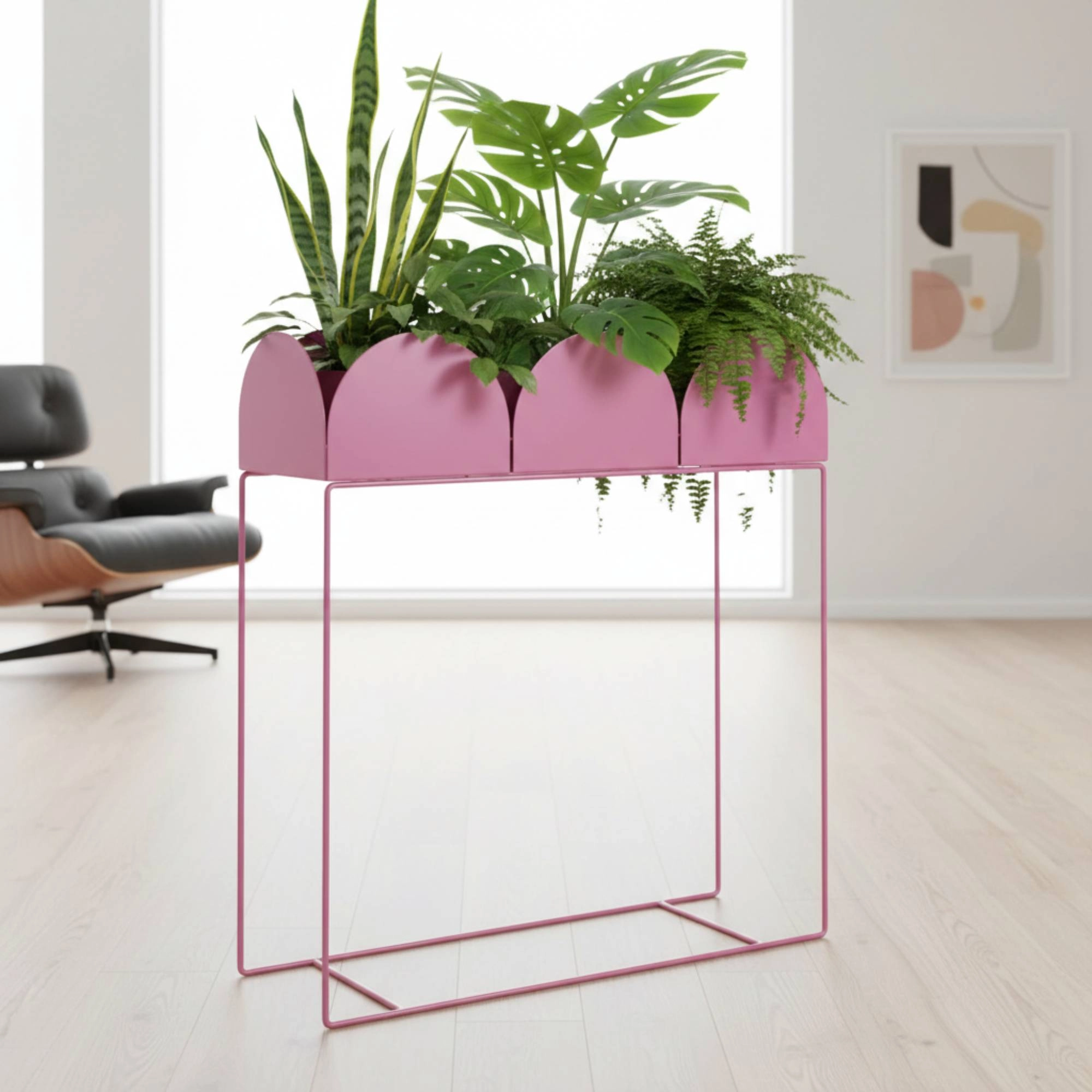 Lüks Metal Ayaklı Modern Dalgalı Saksılık | Yüksek Bitki Standı