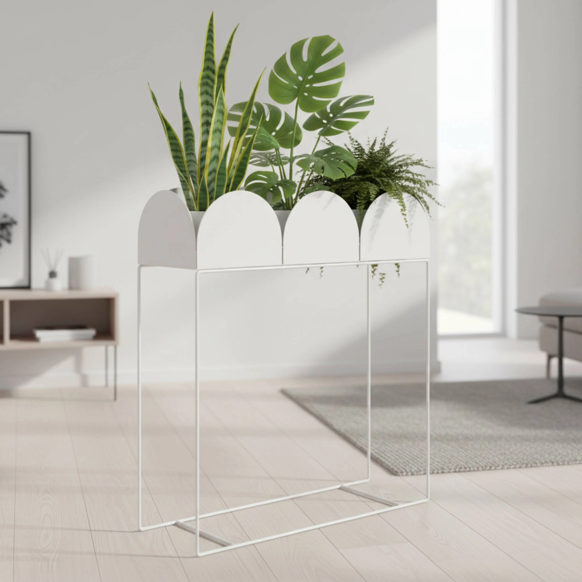 Lüks Metal Ayaklı Modern Dalgalı Saksılık | Yüksek Bitki Standı