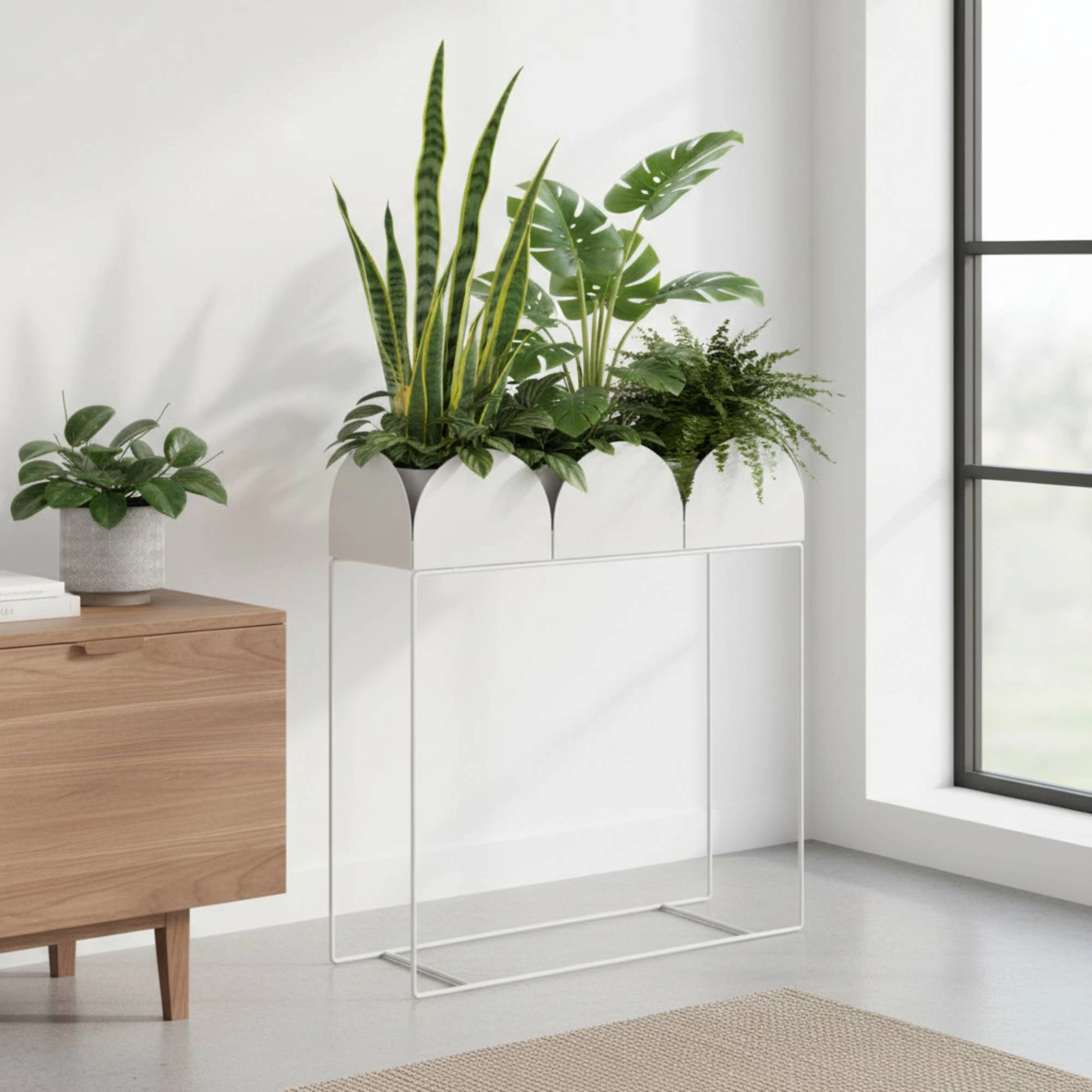 Lüks Metal Ayaklı Modern Dalgalı Saksılık | Yüksek Bitki Standı