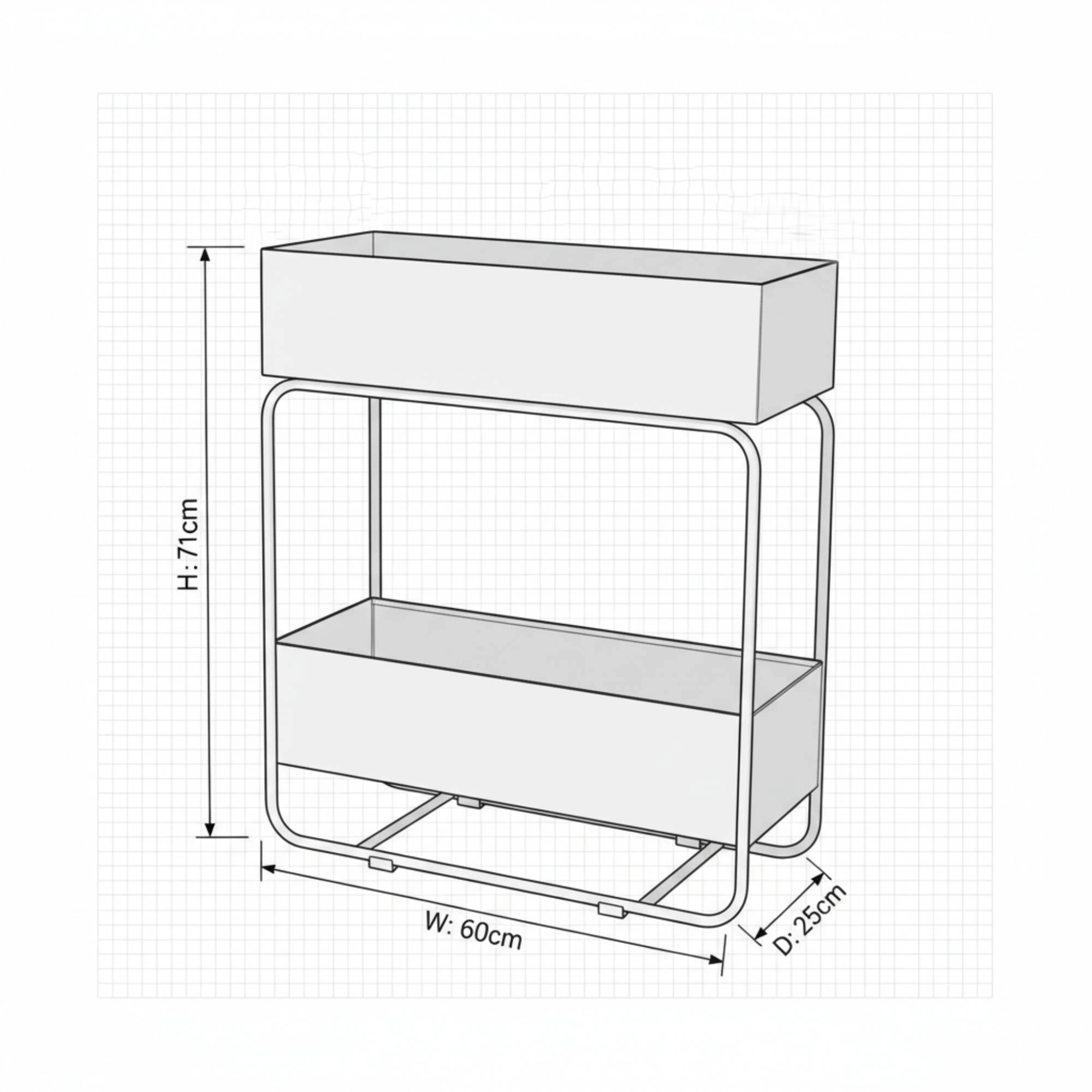 Rondo Çift Hazneli Kavisli Metal Konsol Ünitesi 