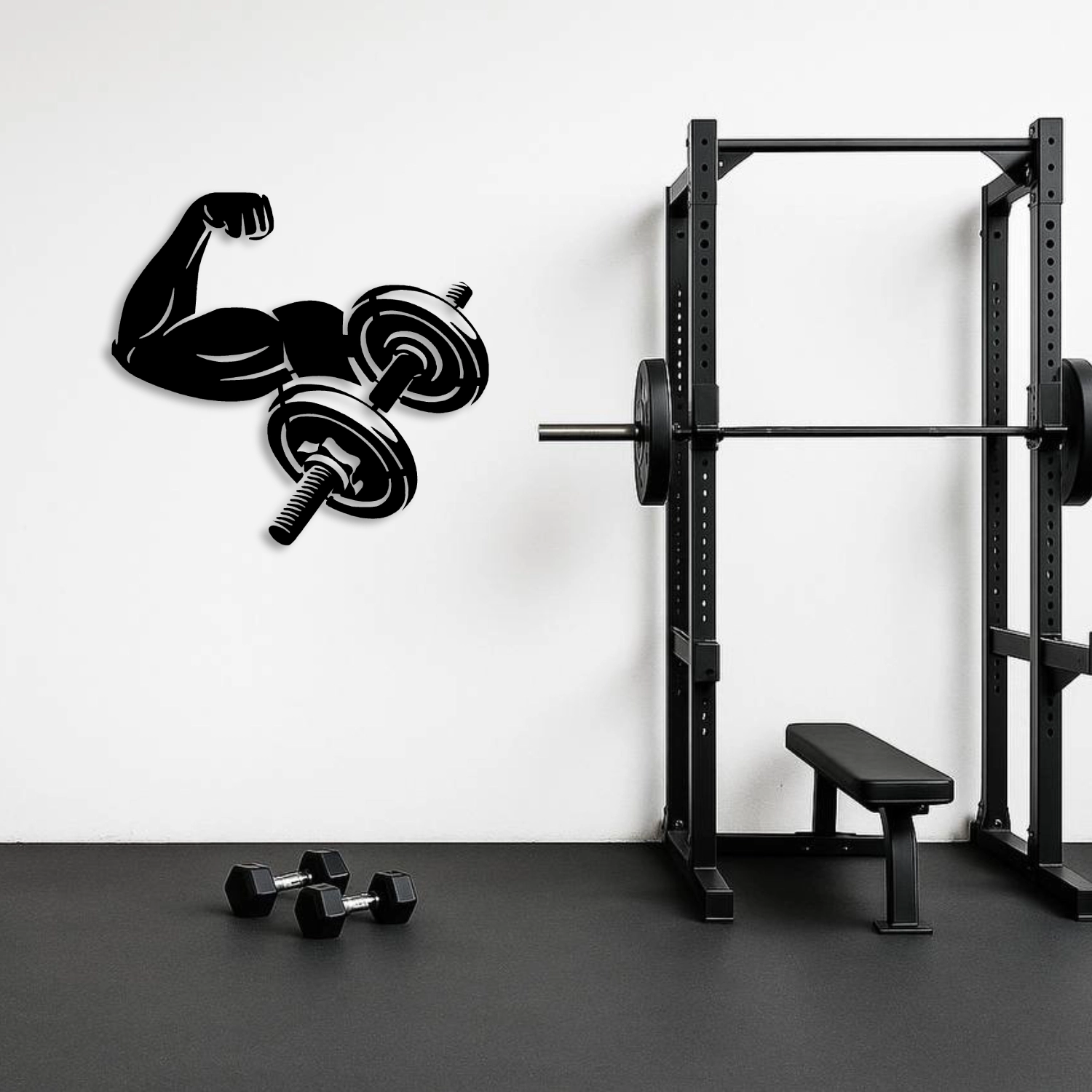 Fitness Motivasyon Metal Dekor – Biceps ve Dumbbell