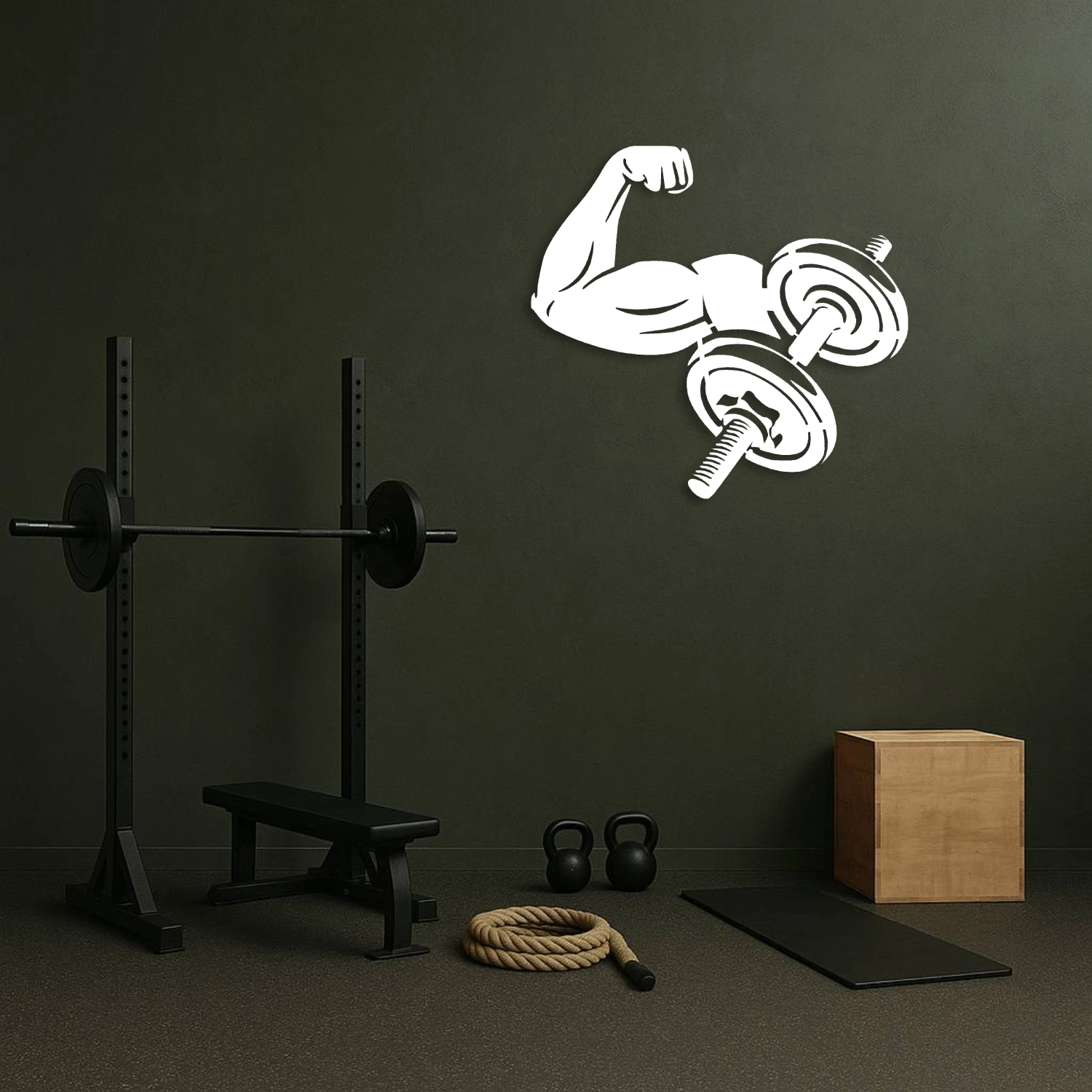 Fitness Motivasyon Metal Dekor – Biceps ve Dumbbell