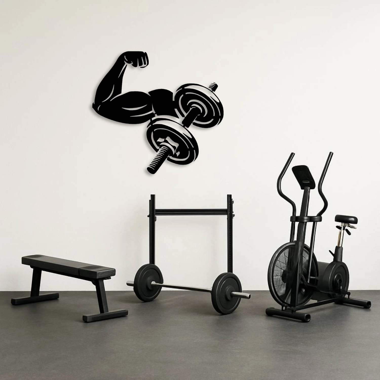 Fitness Motivasyon Metal Dekor – Biceps ve Dumbbell