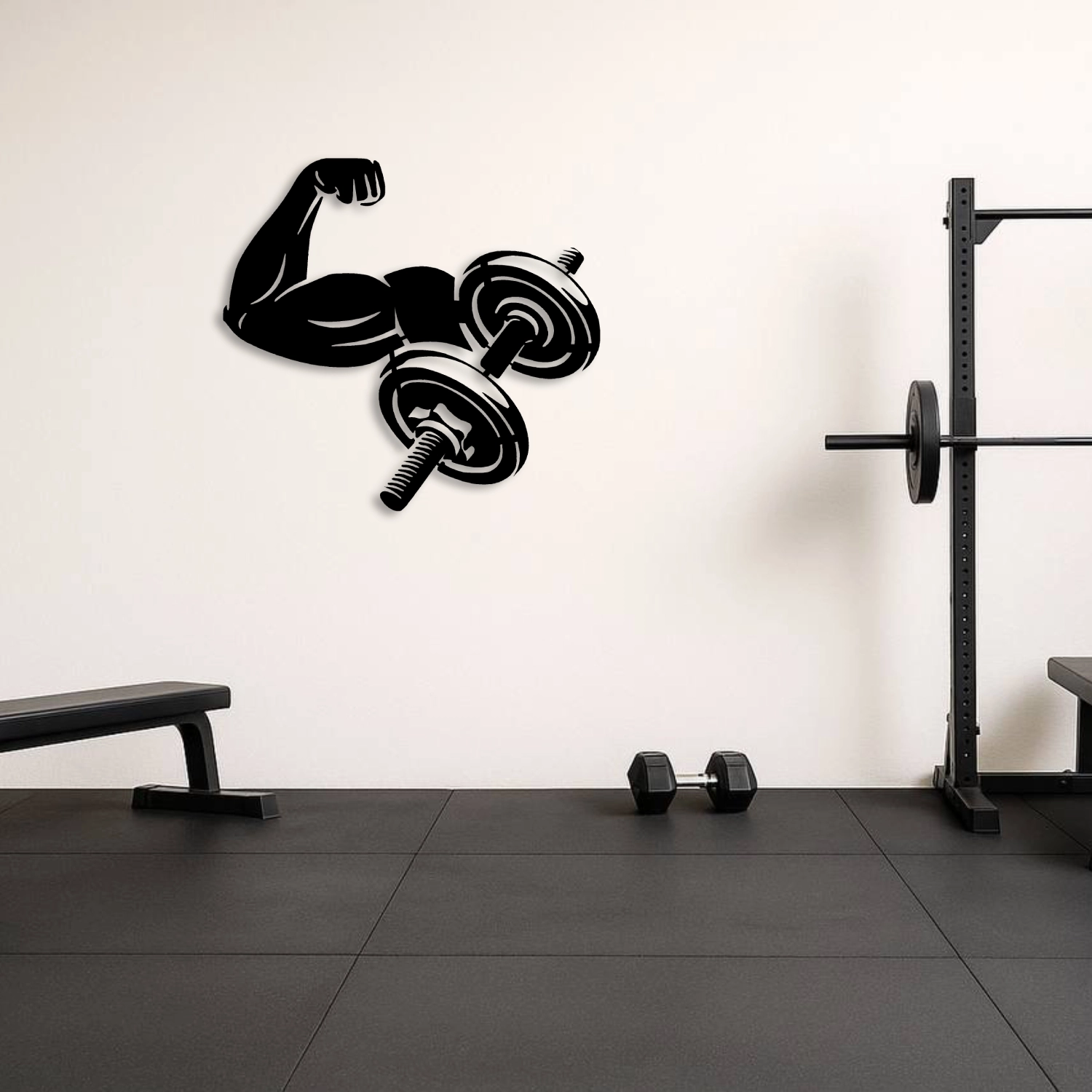 Fitness Motivasyon Metal Dekor – Biceps ve Dumbbell