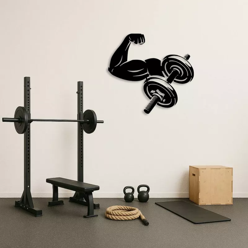 Fitness Motivasyon Metal Dekor – Biceps ve Dumbbell