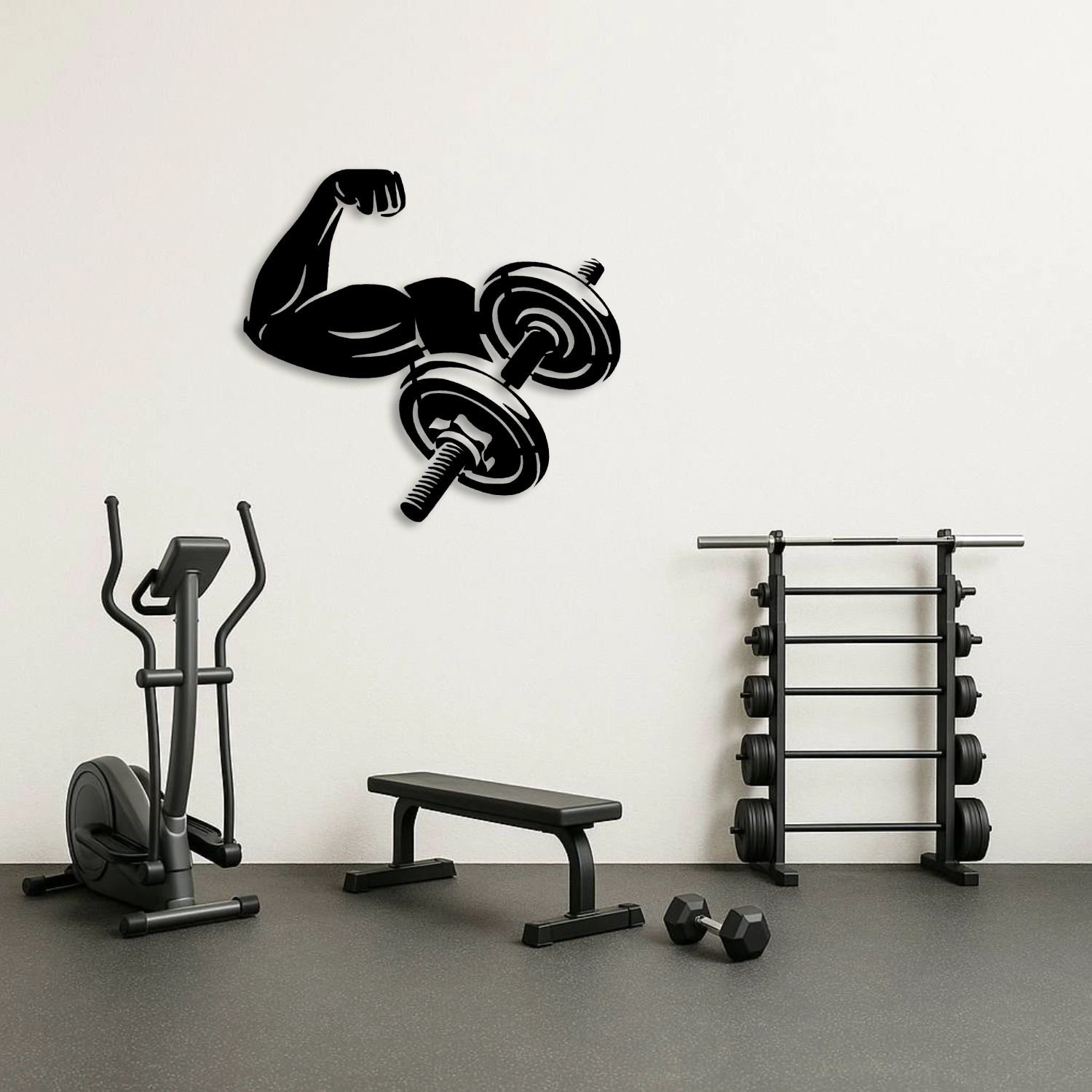 Fitness Motivasyon Metal Dekor – Biceps ve Dumbbell