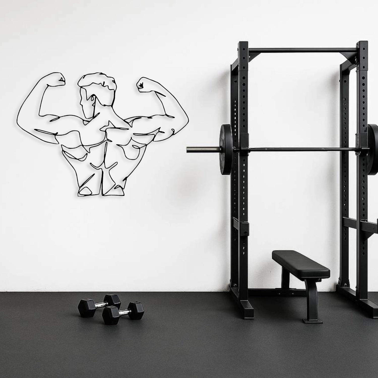 Bodybuilder Line Art Metal Duvar Tablosu