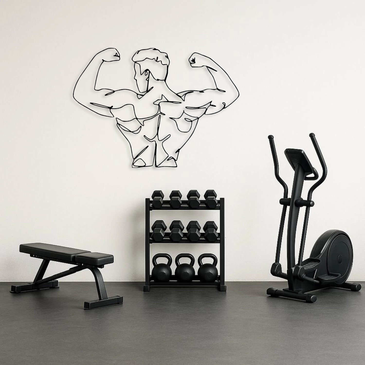 Bodybuilder Line Art Metal Duvar Tablosu