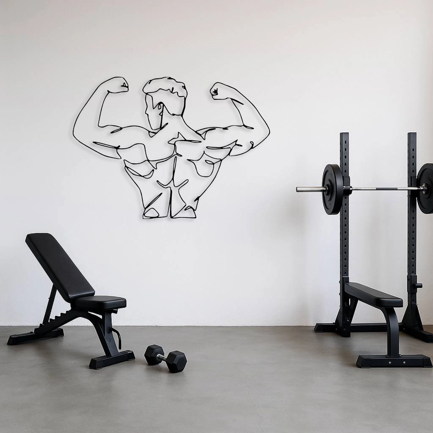 Bodybuilder Line Art Metal Duvar Tablosu