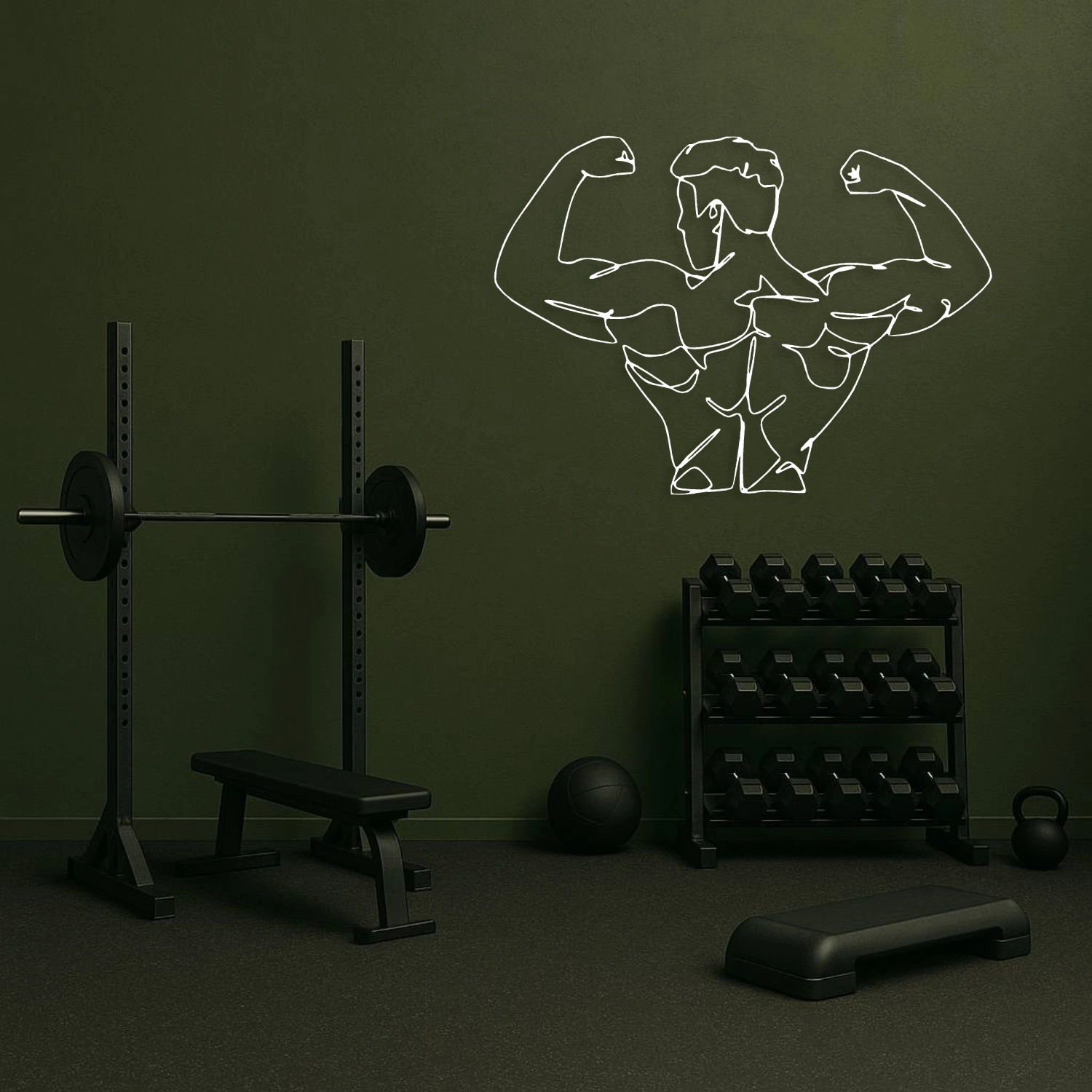 Bodybuilder Line Art Metal Duvar Tablosu