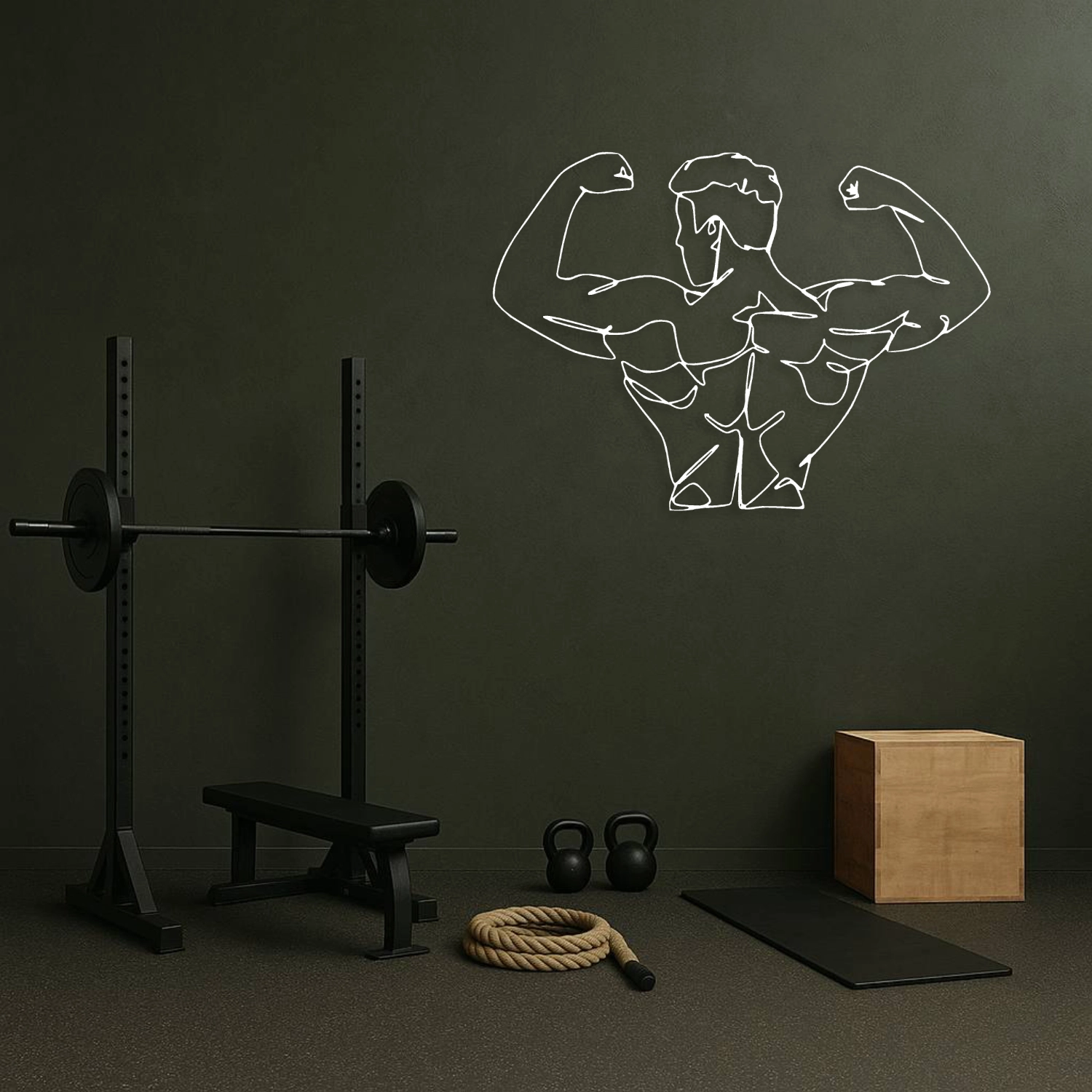 Bodybuilder Line Art Metal Duvar Tablosu