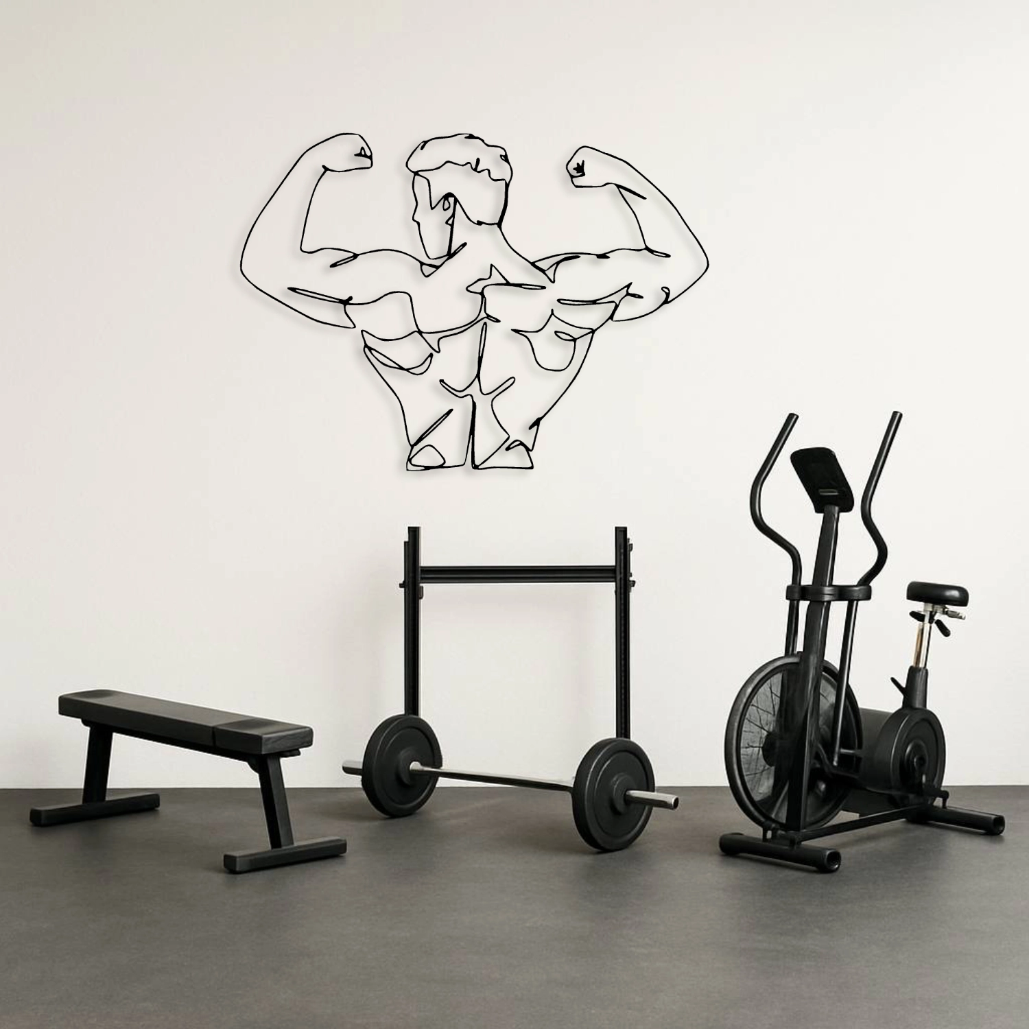 Bodybuilder Line Art Metal Duvar Tablosu