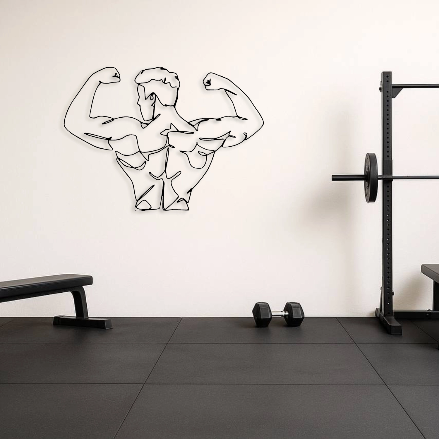Bodybuilder Line Art Metal Duvar Tablosu