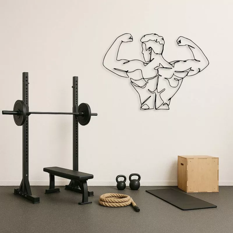 Bodybuilder Line Art Metal Duvar Tablosu
