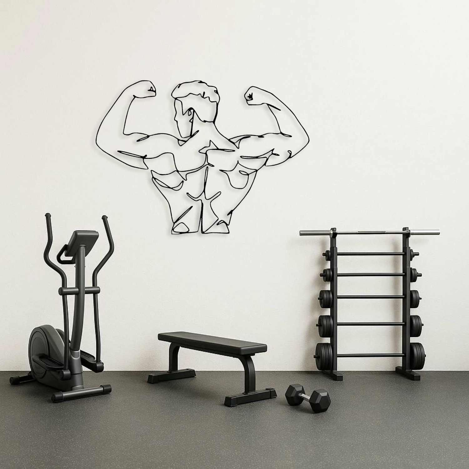 Bodybuilder Line Art Metal Duvar Tablosu