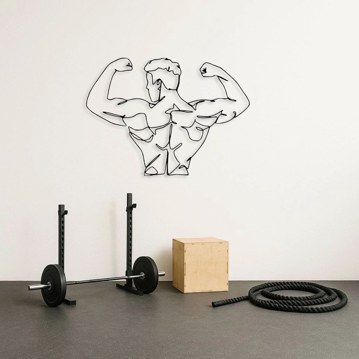 Bodybuilder Line Art Metal Duvar Tablosu