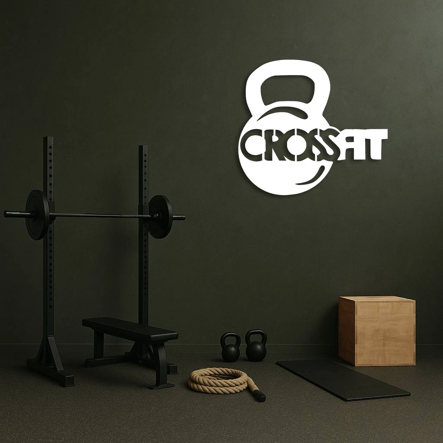 CrossFit Kettlebell Tasarımlı Metal Duvar Tablosu
