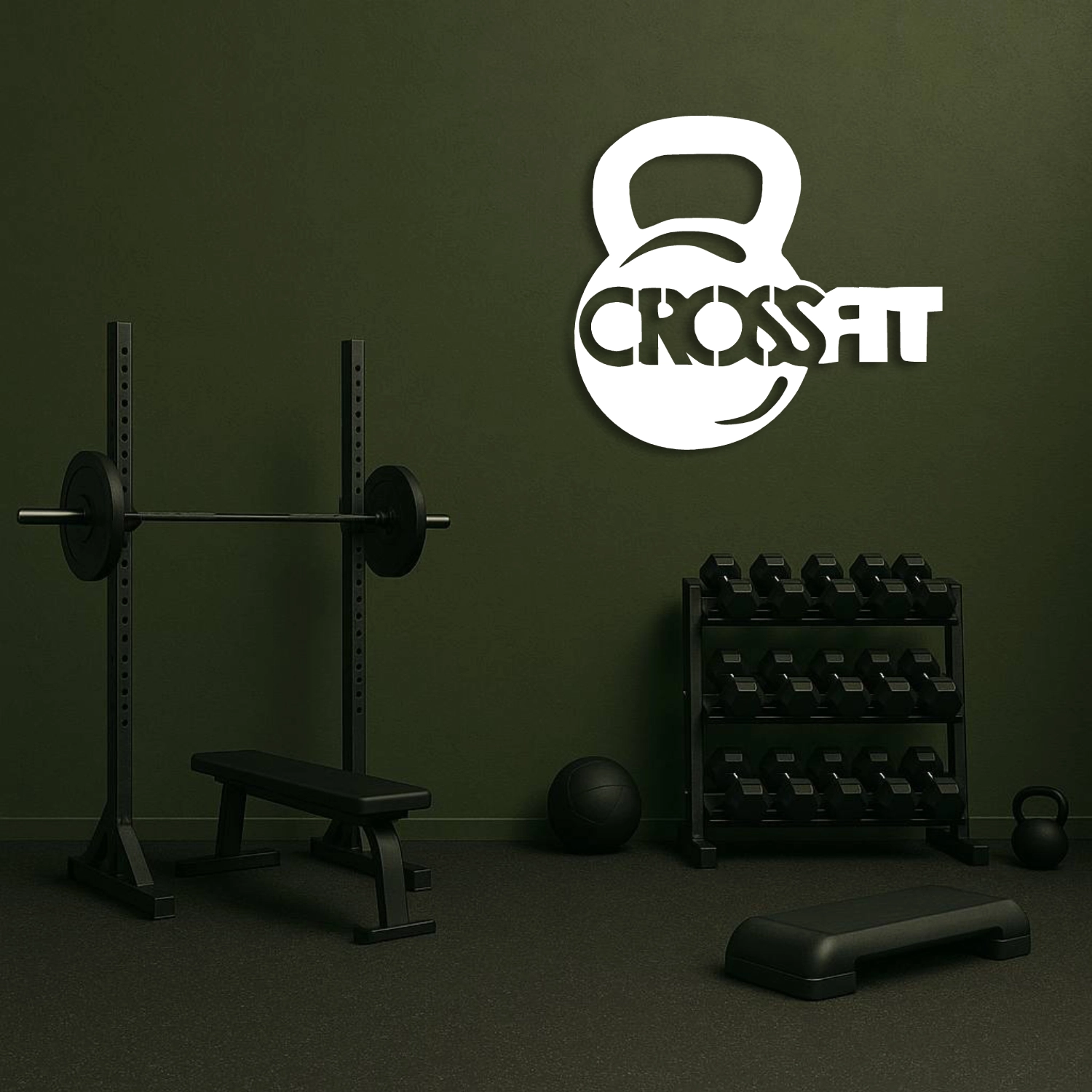 CrossFit Kettlebell Tasarımlı Metal Duvar Tablosu