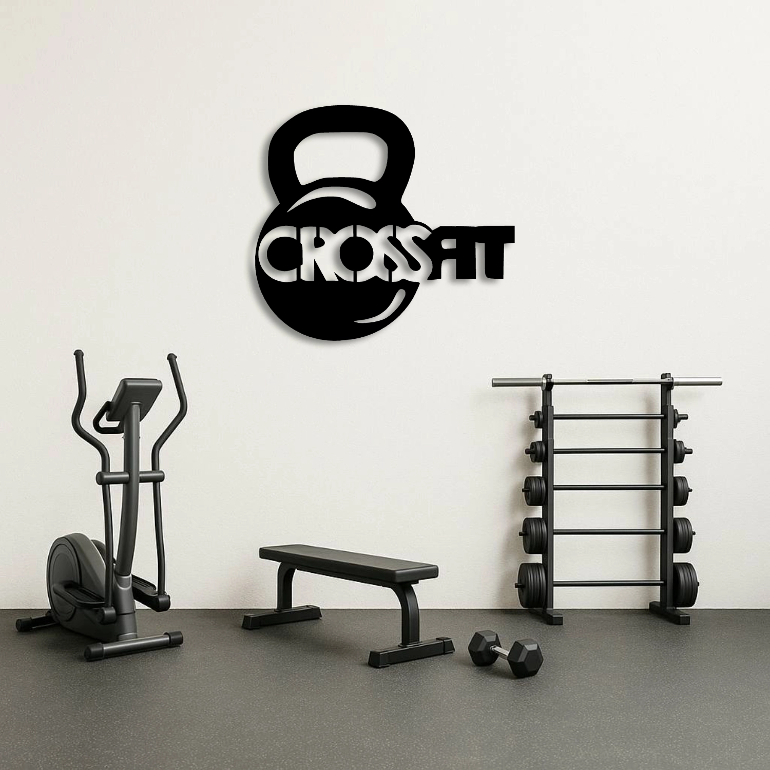 CrossFit Kettlebell Tasarımlı Metal Duvar Tablosu