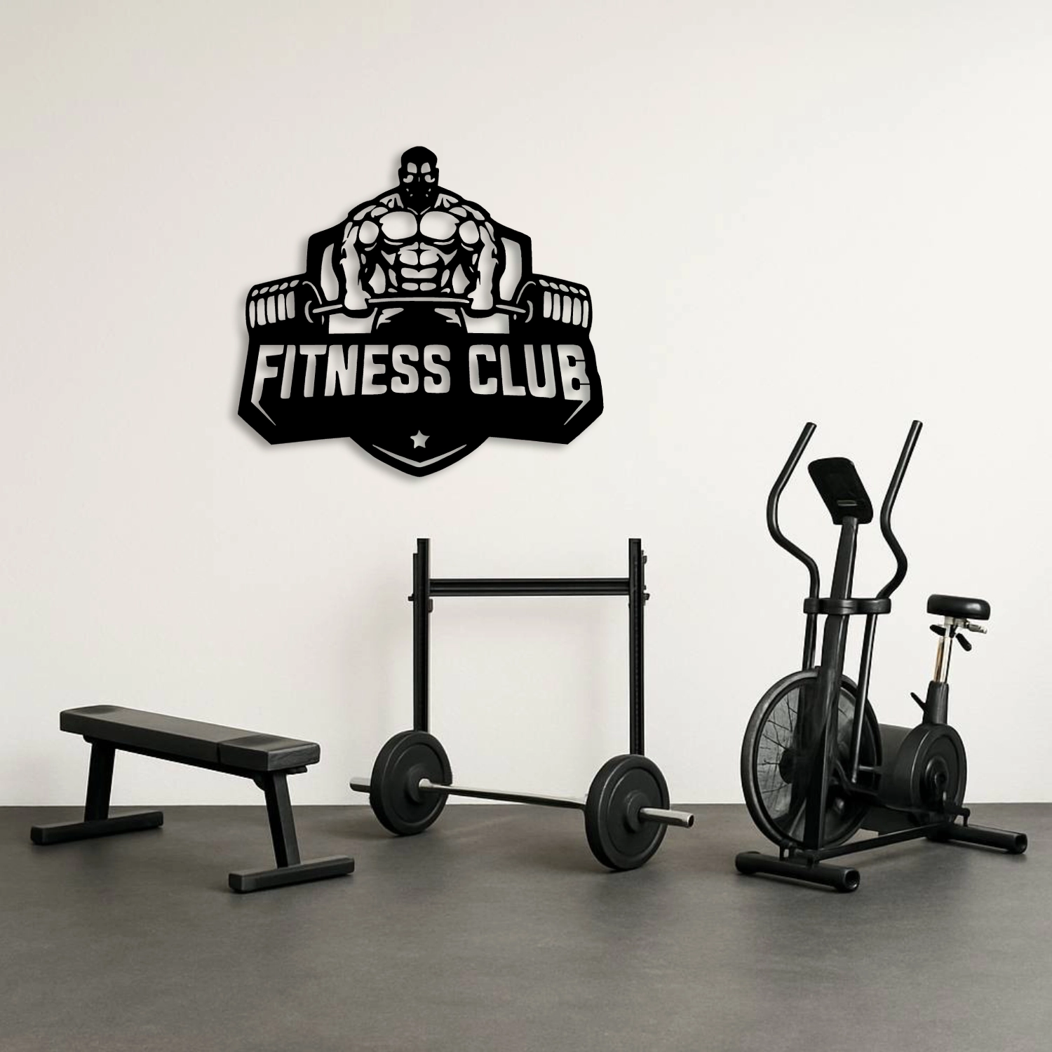 Fitness Club Amblem Tasarımlı Metal Duvar Tablosu