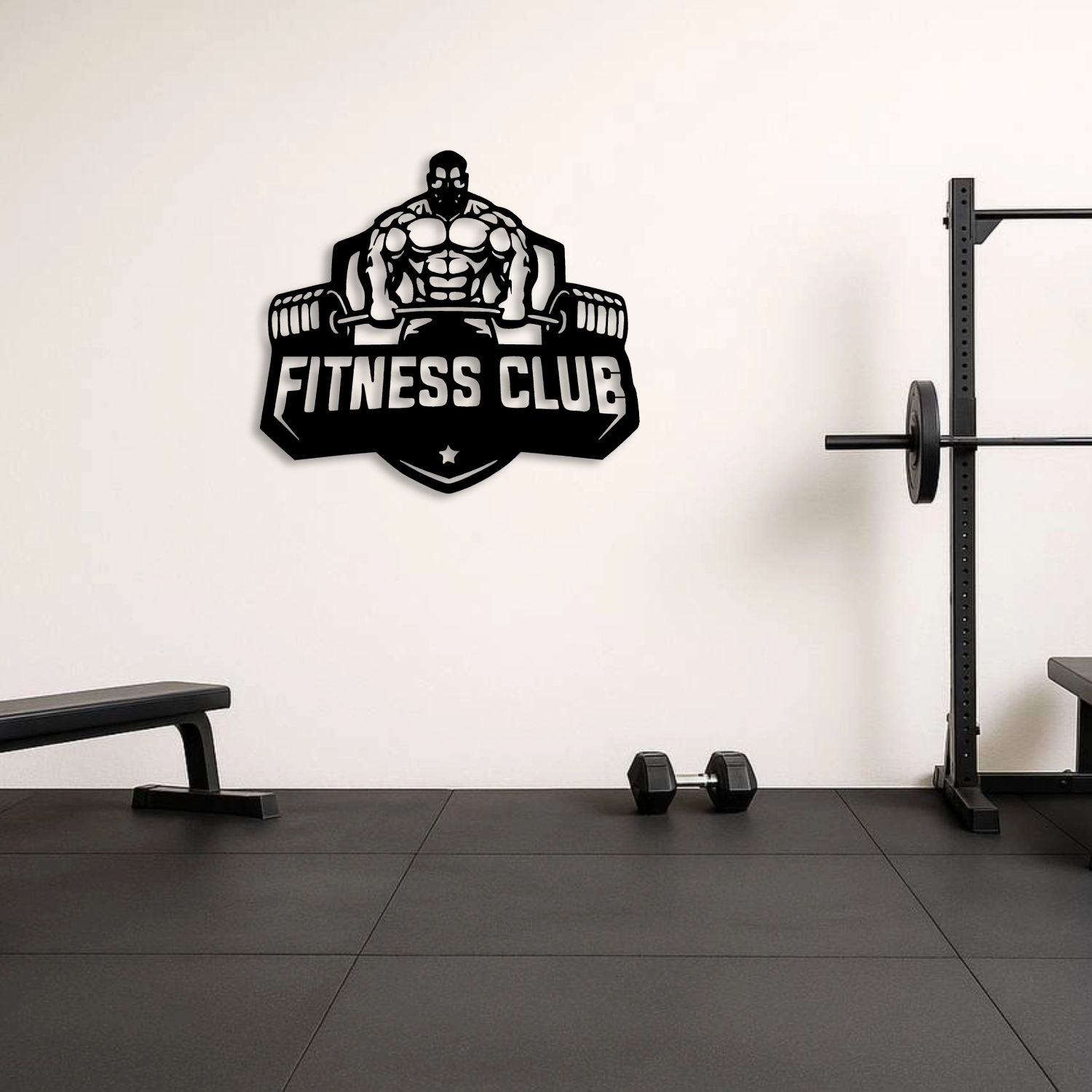 Fitness Club Amblem Tasarımlı Metal Duvar Tablosu