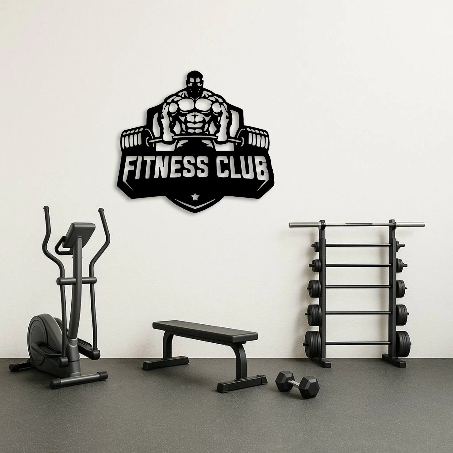 Fitness Club Amblem Tasarımlı Metal Duvar Tablosu