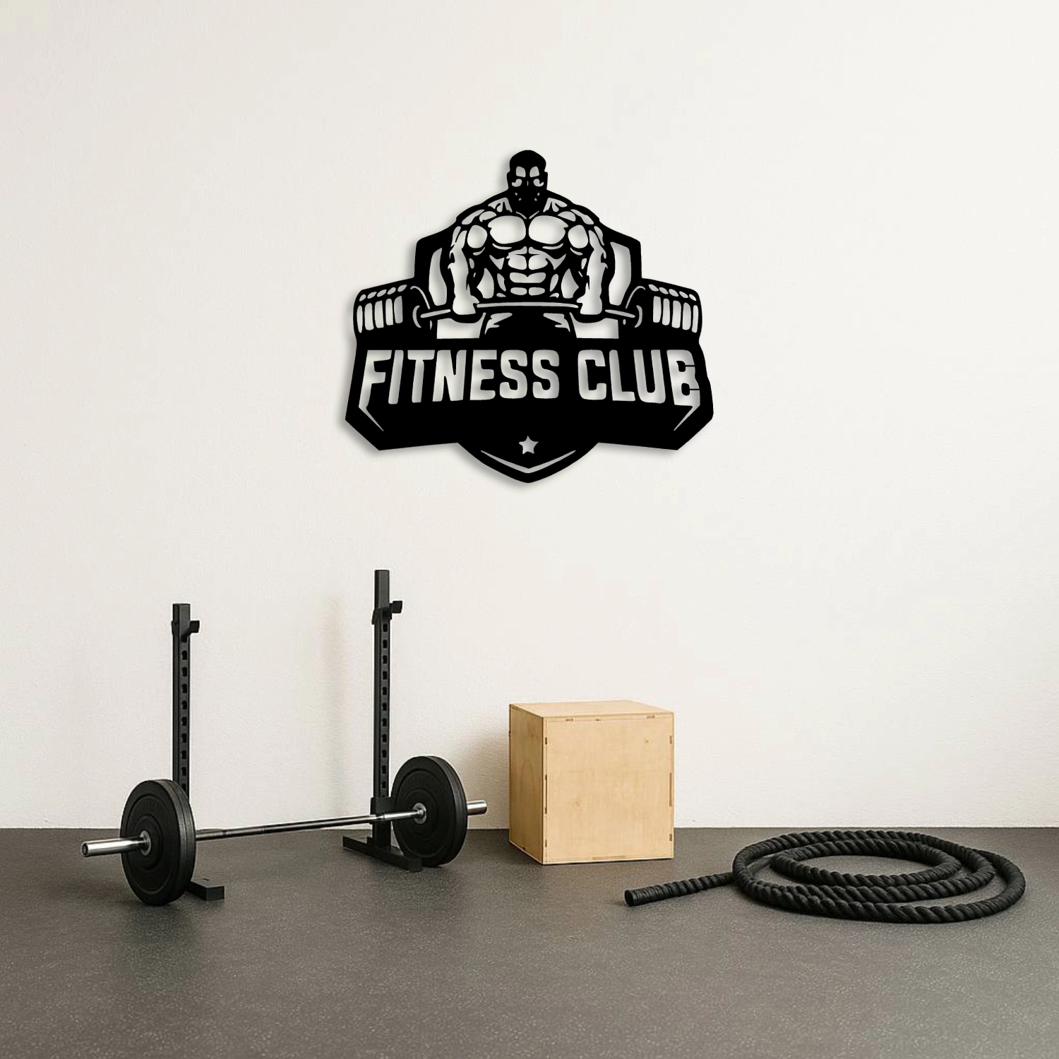 Fitness Club Amblem Tasarımlı Metal Duvar Tablosu