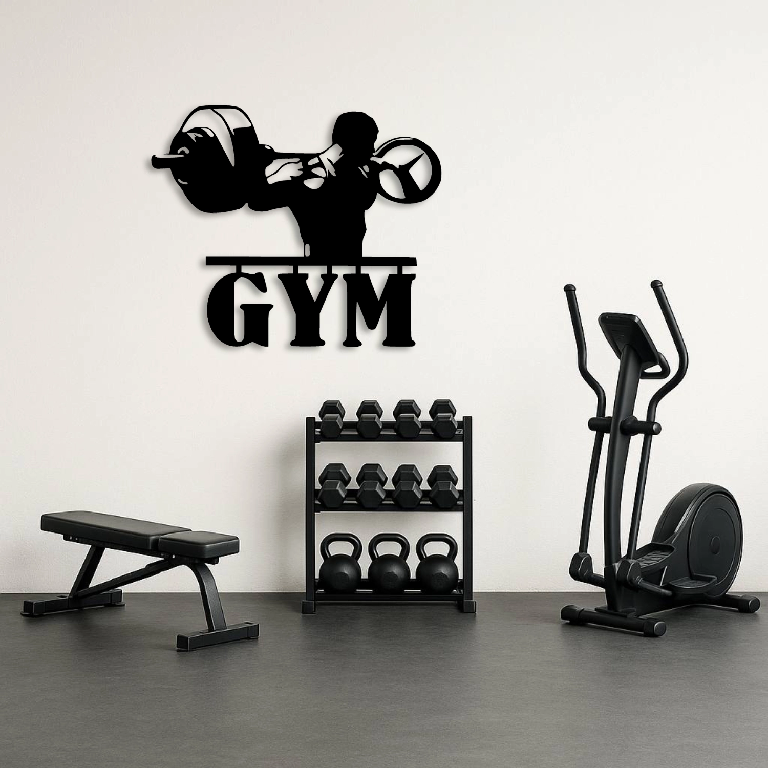 GYM Yazılı Ağırlık Kaldıran Sporcu Metal Tablo