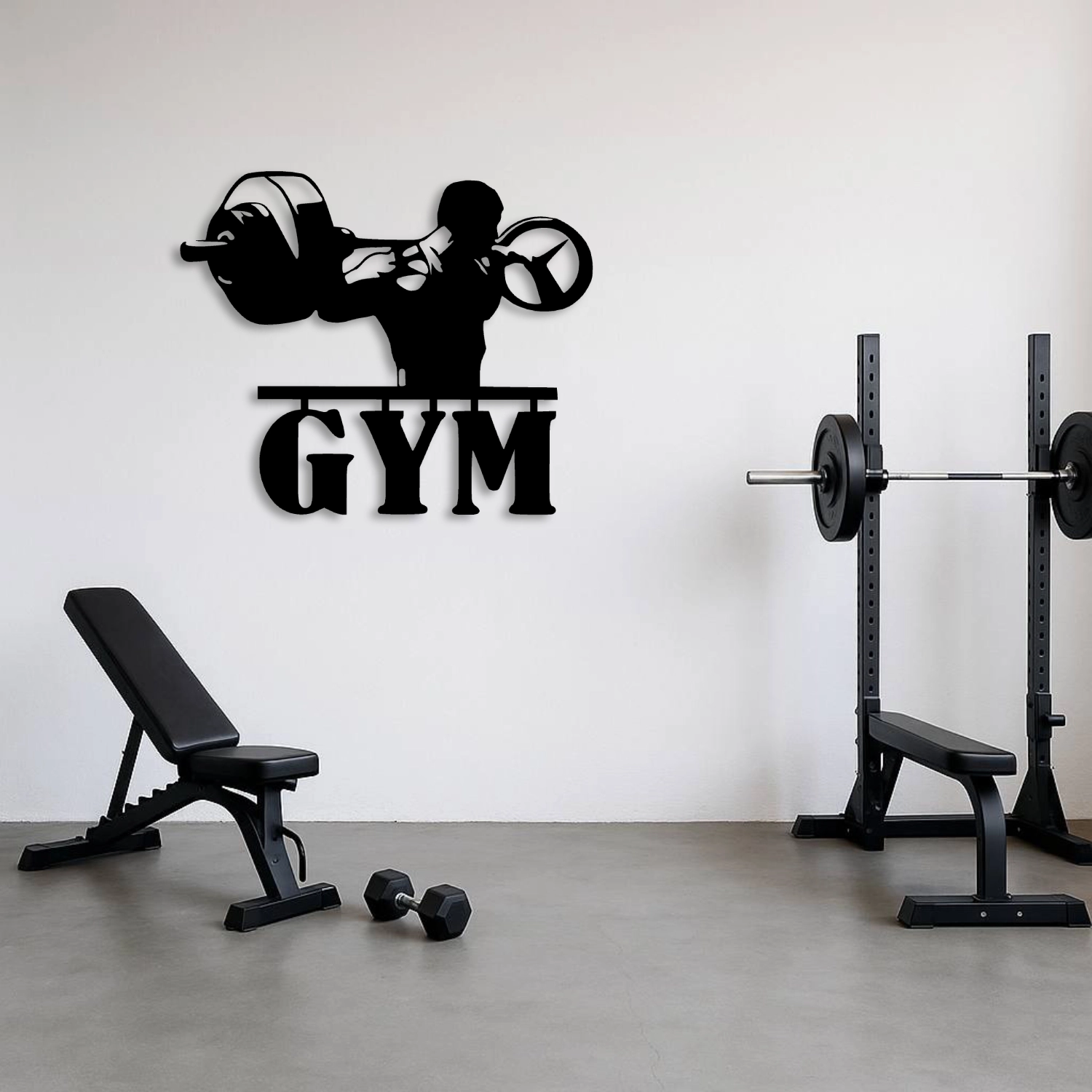 GYM Yazılı Ağırlık Kaldıran Sporcu Metal Tablo